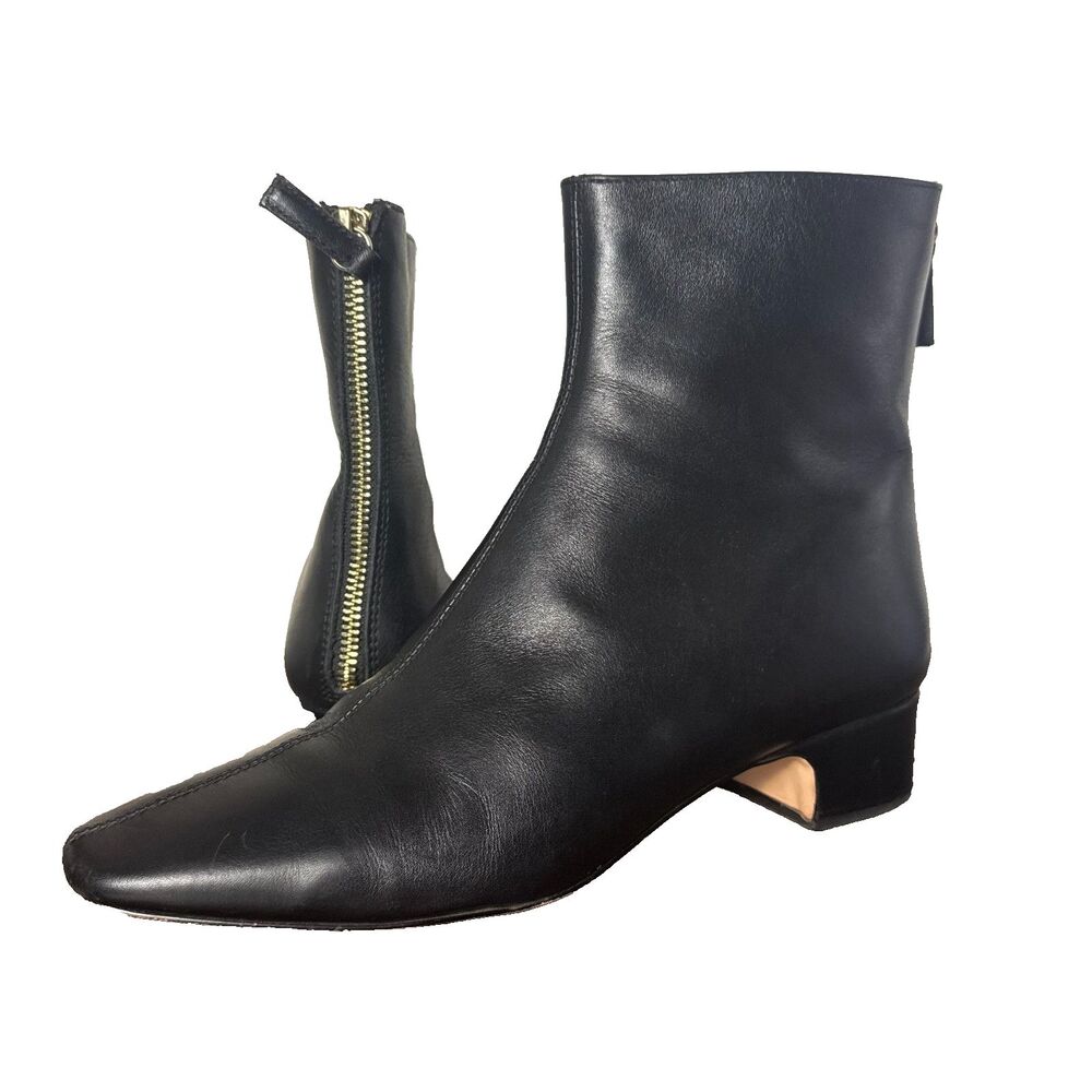 J.Crew Black Leather Ankle Boots Women 8 Minimalist Quiet Luxury Office Fall